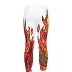 Flaming Firefighter Skull Print Men's leggings