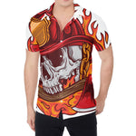 Flaming Firefighter Skull Print Men's Shirt