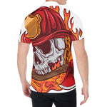 Flaming Firefighter Skull Print Men's Shirt