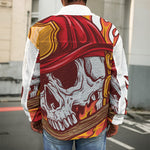 Flaming Firefighter Skull Print Men's Shirt Jacket