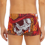Flaming Firefighter Skull Print Men's Short Boxer Briefs