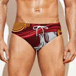 Flaming Firefighter Skull Print Men's Swim Briefs