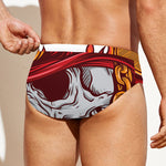 Flaming Firefighter Skull Print Men's Swim Briefs