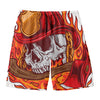 Flaming Firefighter Skull Print Men's Swim Trunks