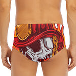 Flaming Firefighter Skull Print Men's Triangle Swim Briefs