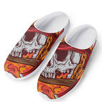 Flaming Firefighter Skull Print Mesh Casual Shoes