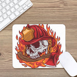 Flaming Firefighter Skull Print Mouse Pad