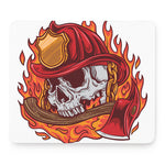 Flaming Firefighter Skull Print Mouse Pad