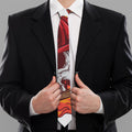 Flaming Firefighter Skull Print Necktie