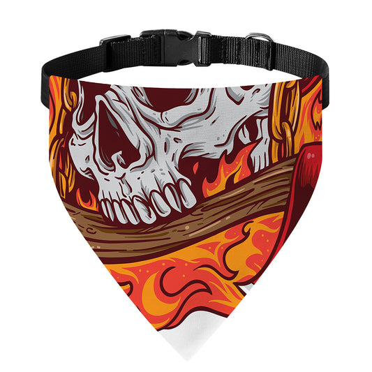 Flaming Firefighter Skull Print Over The Collar Dog Bandana