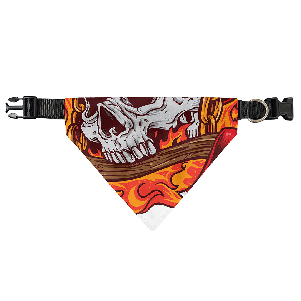 Flaming Firefighter Skull Print Over The Collar Dog Bandana