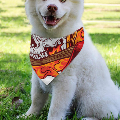 Flaming Firefighter Skull Print Over The Collar Dog Bandana