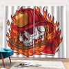 Flaming Firefighter Skull Print Pencil Pleat Curtains