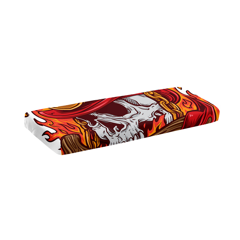 Flaming Firefighter Skull Print Piano Keyboard Cover