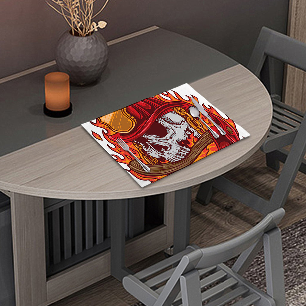 Flaming Firefighter Skull Print Placemat