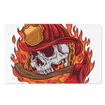 Flaming Firefighter Skull Print Polyester Doormat