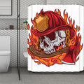 Flaming Firefighter Skull Print Polyester Shower Curtain