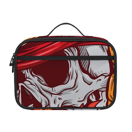 Flaming Firefighter Skull Print Portable Lunch Bag