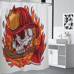 Flaming Firefighter Skull Print Premium Shower Curtain