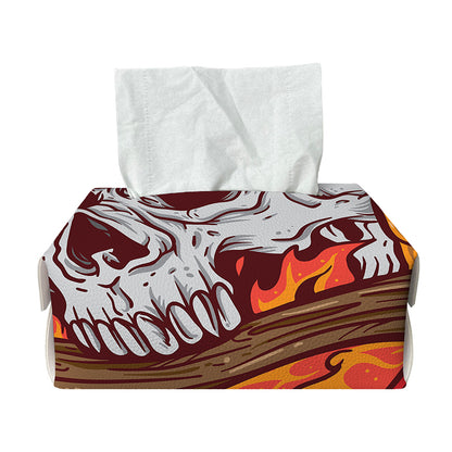 Flaming Firefighter Skull Print Rectangle Tissue Box Cover