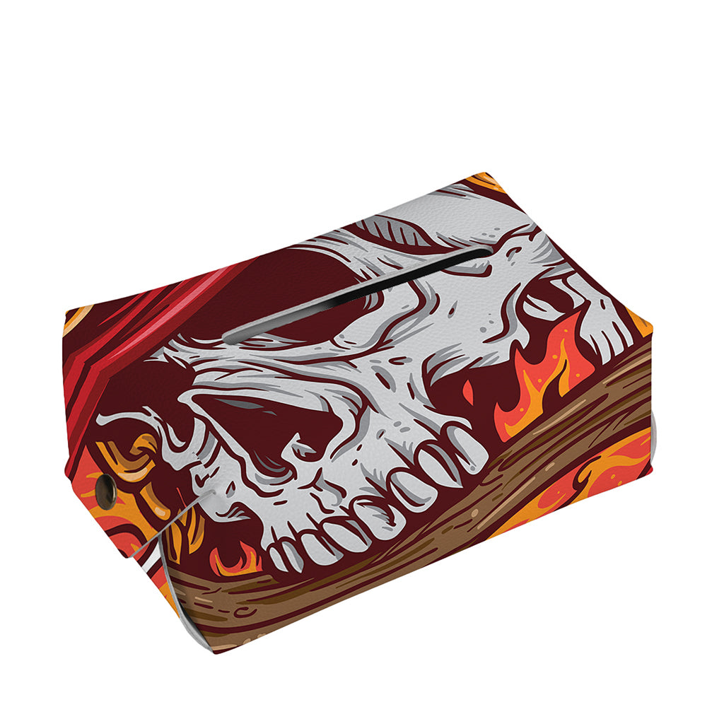 Flaming Firefighter Skull Print Rectangle Tissue Box Cover