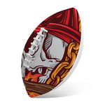 Flaming Firefighter Skull Print Rugby Ball