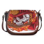 Flaming Firefighter Skull Print Saddle Bag