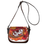 Flaming Firefighter Skull Print Saddle Bag