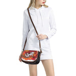 Flaming Firefighter Skull Print Saddle Bag