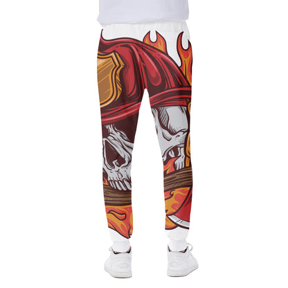 Flaming Firefighter Skull Print Scuba Joggers