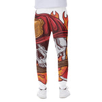 Flaming Firefighter Skull Print Scuba Joggers