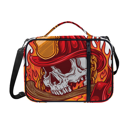 Flaming Firefighter Skull Print Shoulder Strap Bible Bag