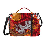 Flaming Firefighter Skull Print Shoulder Strap Bible Bag
