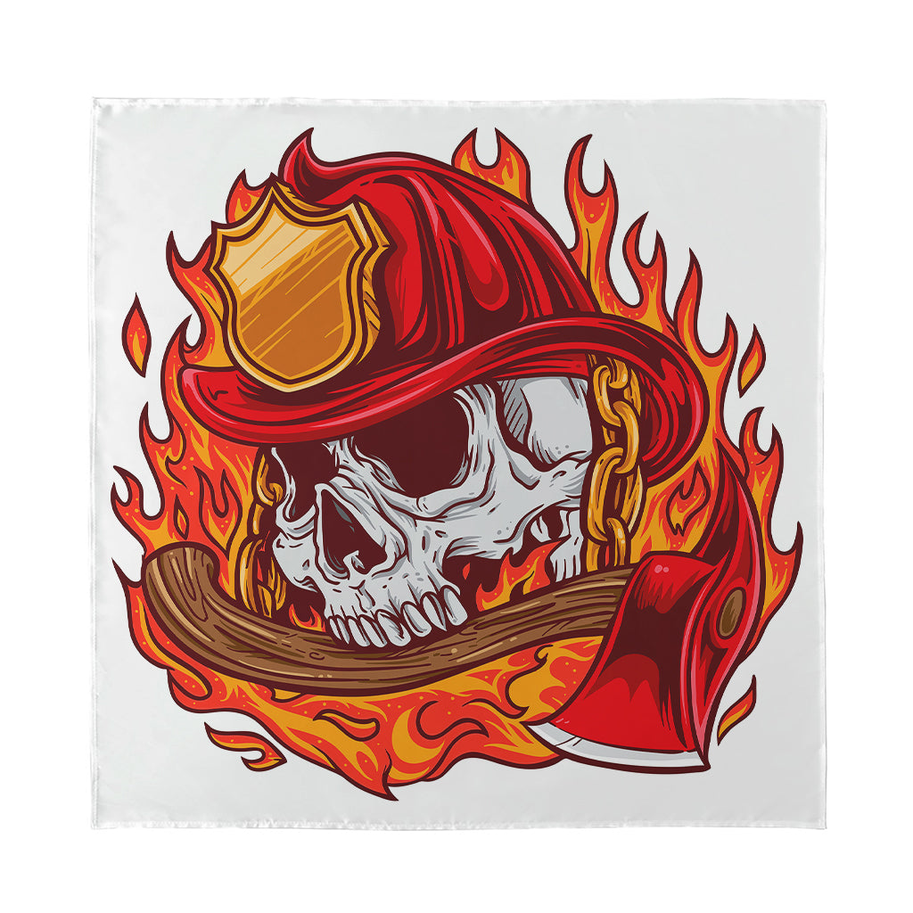 Flaming Firefighter Skull Print Silk Bandana