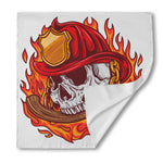 Flaming Firefighter Skull Print Silk Bandana
