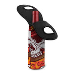 Flaming Firefighter Skull Print Single Neoprene Wine Tote