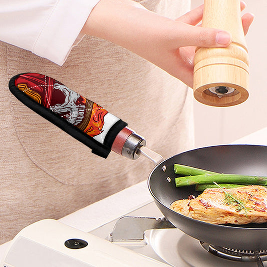 Flaming Firefighter Skull Print Skillet Handle Cover