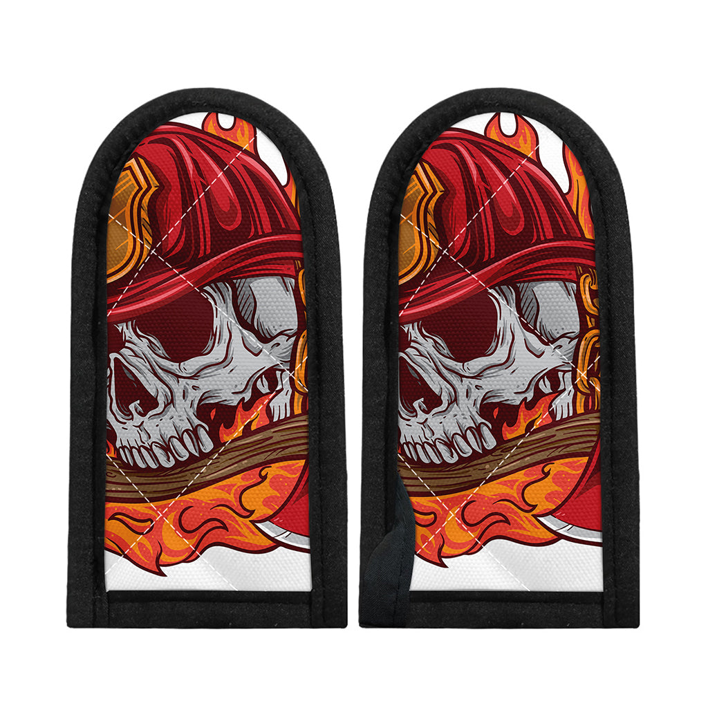 Flaming Firefighter Skull Print Skillet Handle Cover