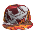 Flaming Firefighter Skull Print Snapback Cap