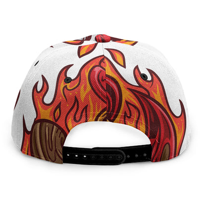 Flaming Firefighter Skull Print Snapback Cap