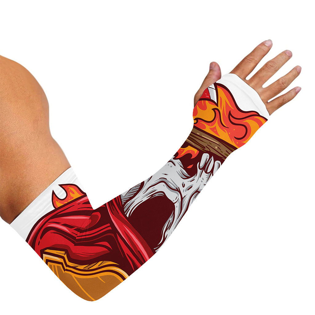 Flaming Firefighter Skull Print Sun Protection Arm Sleeves