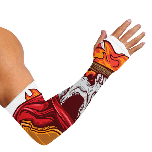 Flaming Firefighter Skull Print Sun Protection Arm Sleeves