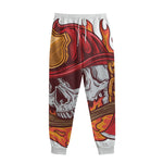 Flaming Firefighter Skull Print Sweatpants