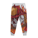 Flaming Firefighter Skull Print Sweatpants
