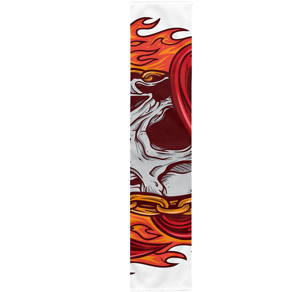 Flaming Firefighter Skull Print Table Runner