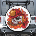 Flaming Firefighter Skull Print Tire Cover With Camera Hole