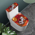 Flaming Firefighter Skull Print Toilet Lid And Tank Cover Set