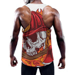 Flaming Firefighter Skull Print Training Tank Top