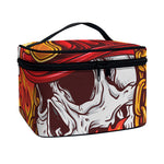 Flaming Firefighter Skull Print Travel Makeup Bag