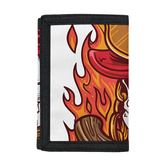 Flaming Firefighter Skull Print Trifold Wallet